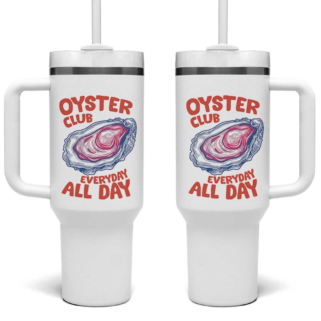 Oyster Club Tumbler With Handle Retro Summer Beach Vacation Gift