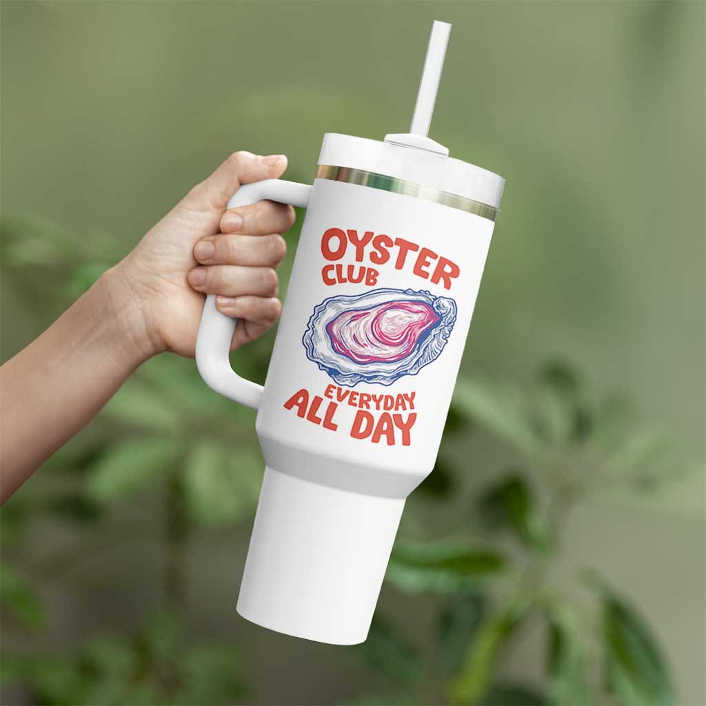 Oyster Club Tumbler With Handle Retro Summer Beach Vacation Gift