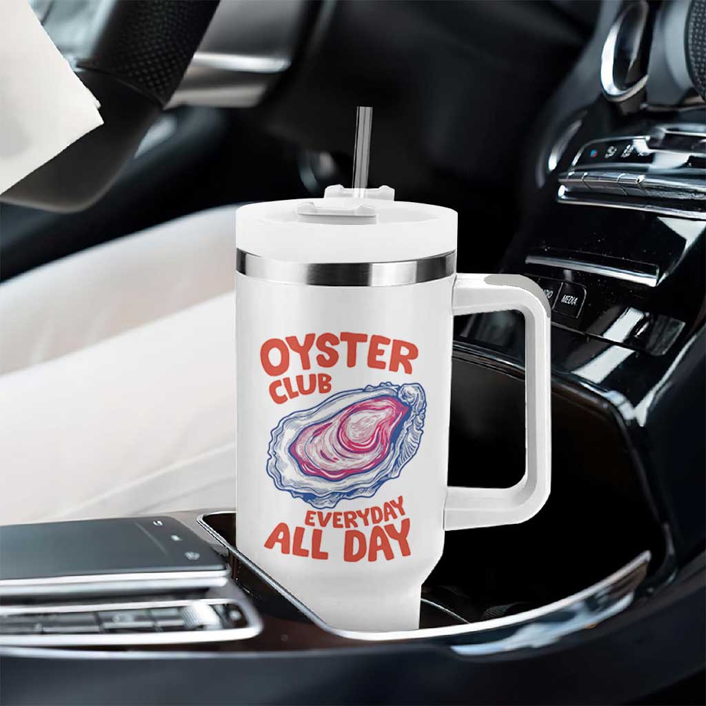 Oyster Club Tumbler With Handle Retro Summer Beach Vacation Gift