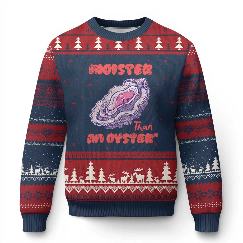 Moister Than An Oyster Ugly Christmas Sweater Funny Inappropriate Adult Humor
