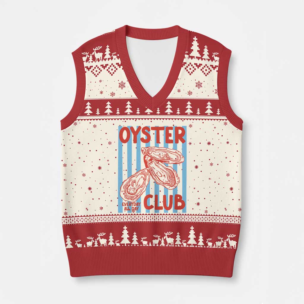 Oyster Club V-Neck Knit Sweater Vest Coastal Girls Trip Beach Vacation Gift
