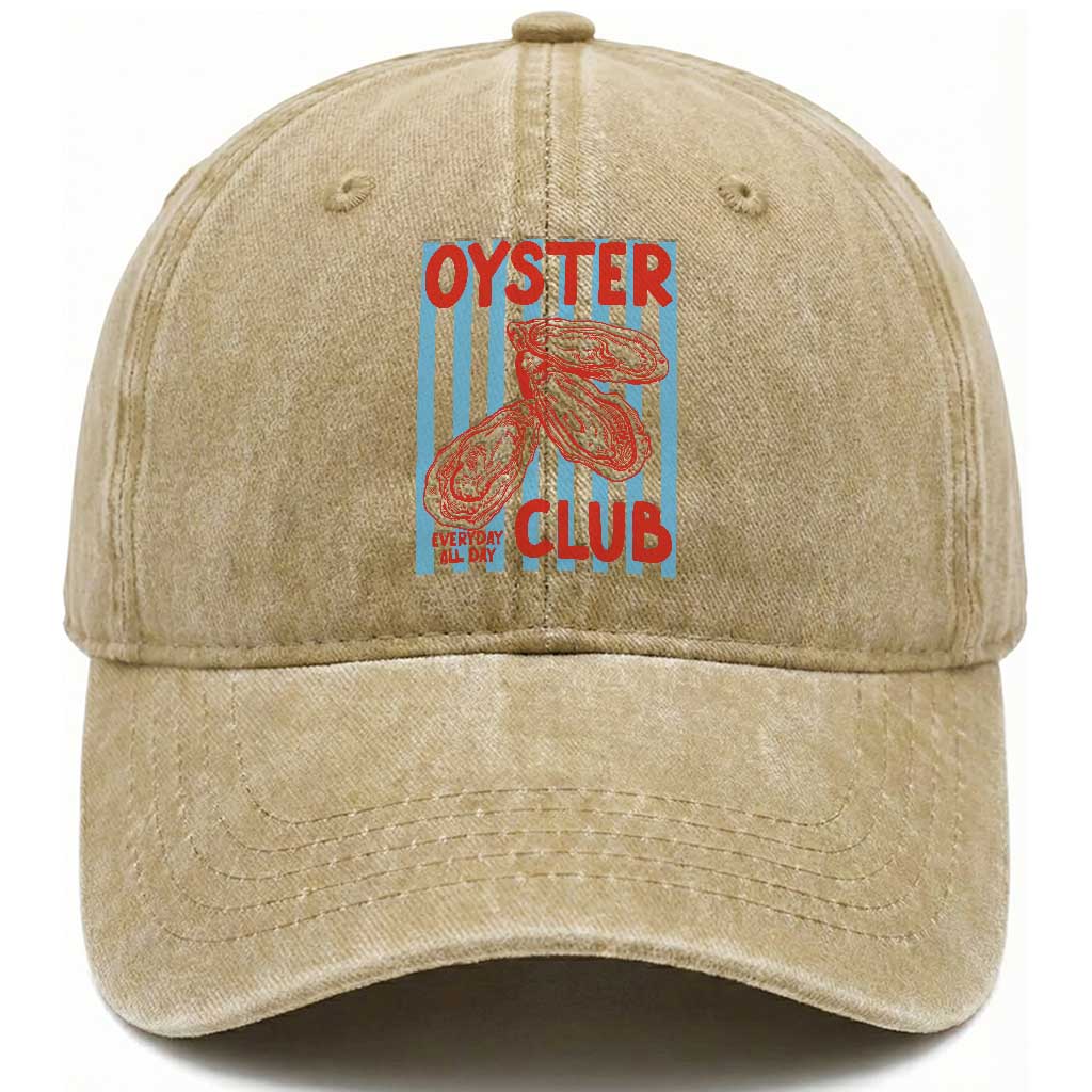 Oyster Club Washed Cotton Baseball Cap Coastal Girls Trip Beach Vacation Gift