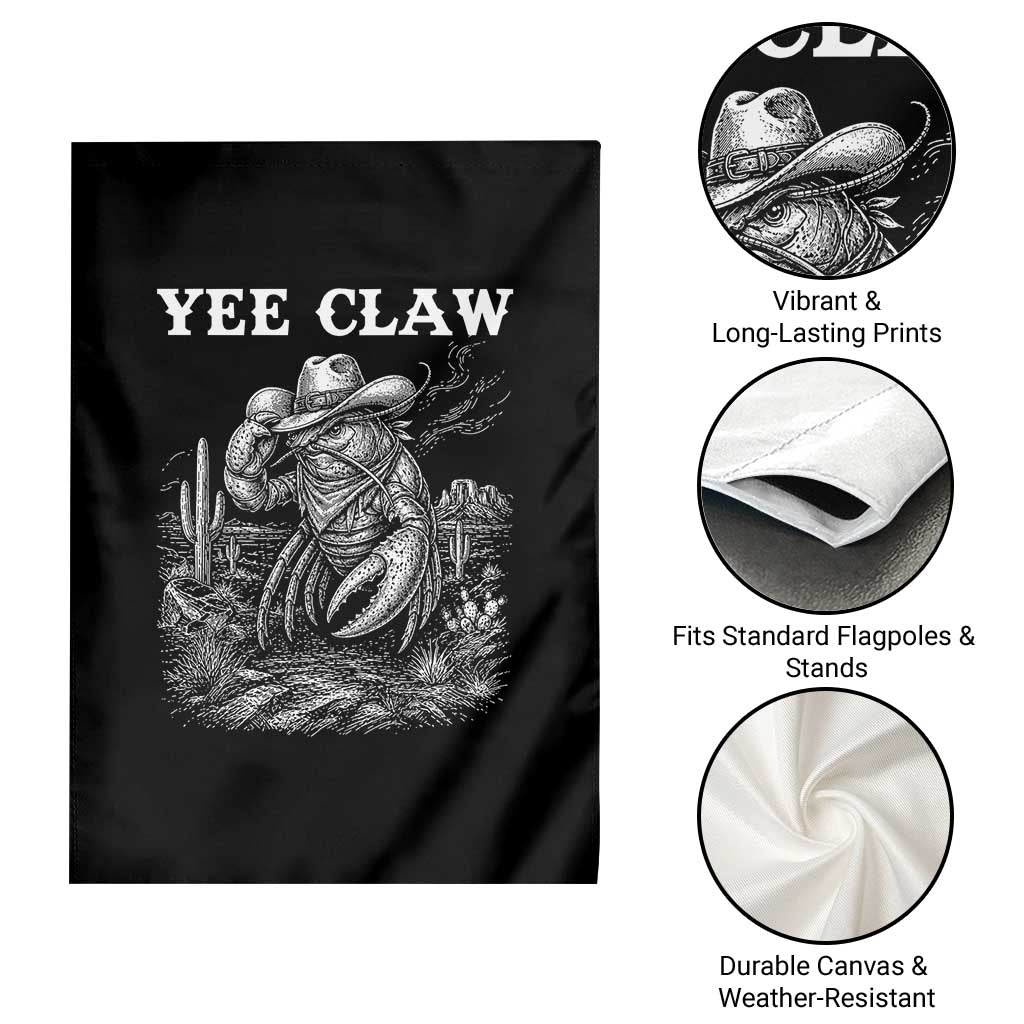 Yee Claw Lobster Garden Flag Funny Crawfish Western Meme