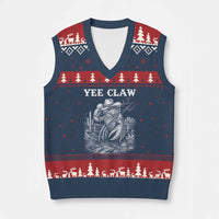 Yee Claw Lobster V-Neck Knit Sweater Vest Funny Crawfish Western Meme