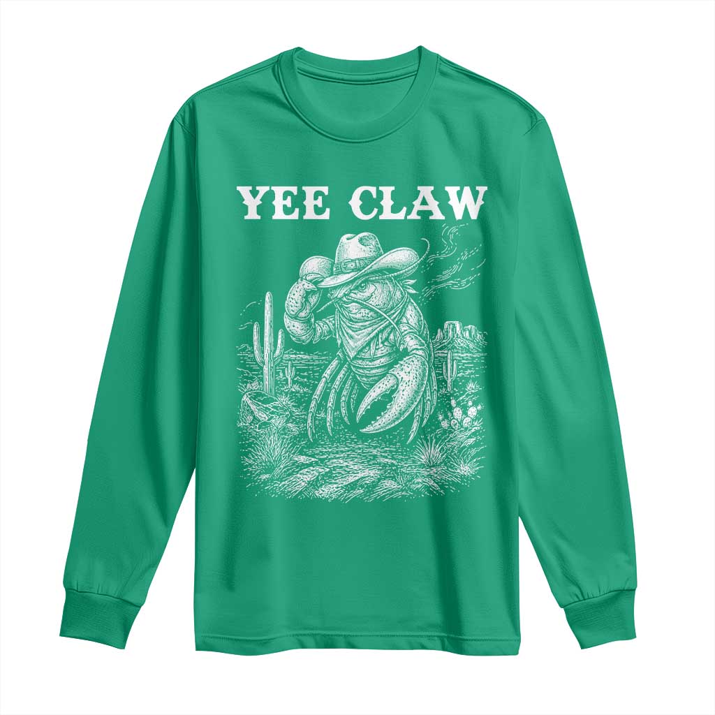 Yee Claw Lobster Long Sleeve Shirt Funny Crawfish Western Meme