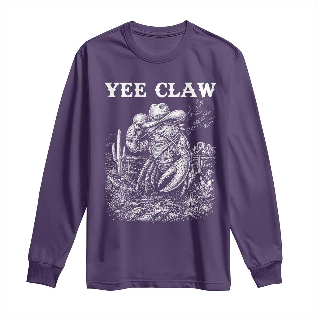Yee Claw Lobster Long Sleeve Shirt Funny Crawfish Western Meme