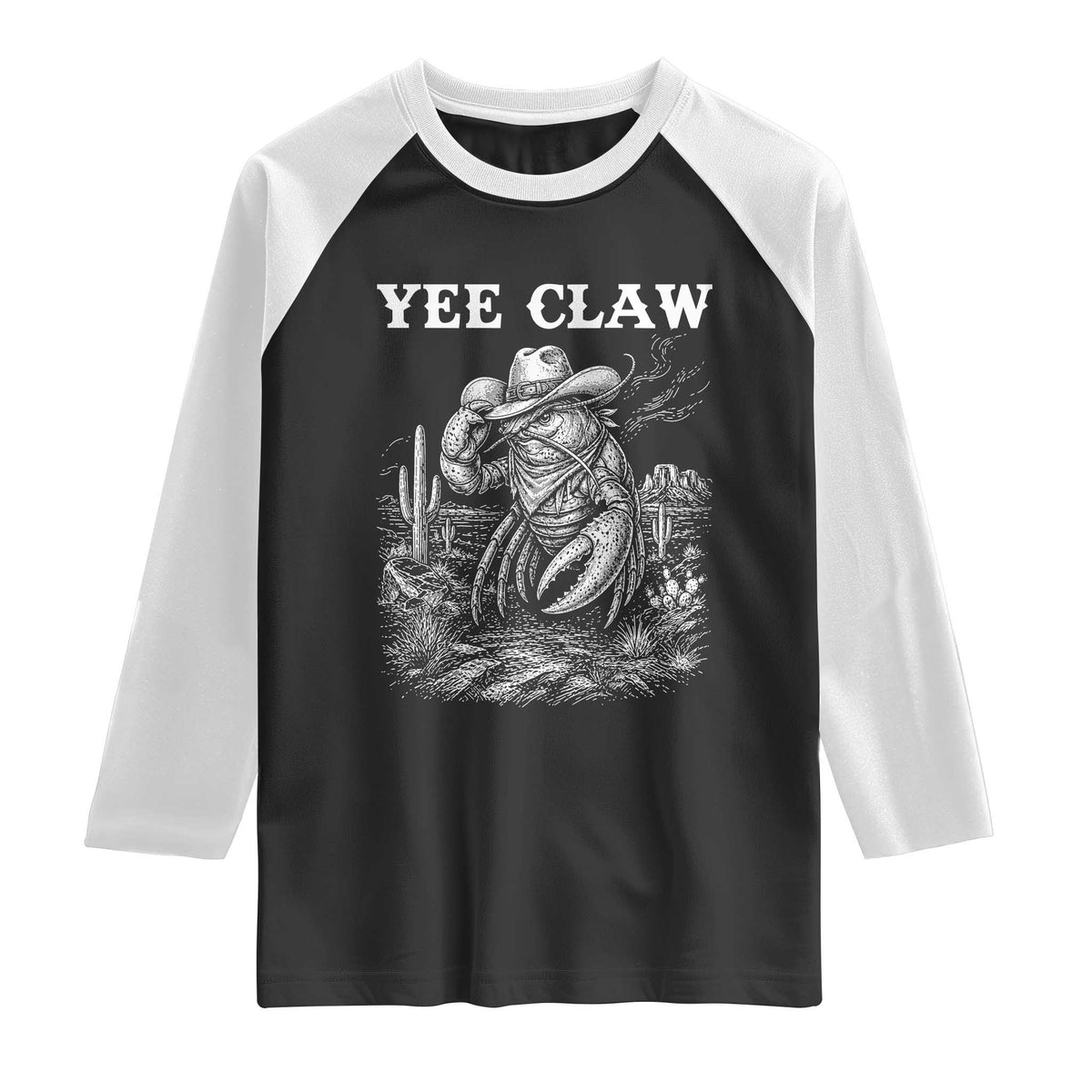 Yee Claw Lobster Raglan Shirt Funny Crawfish Western Meme