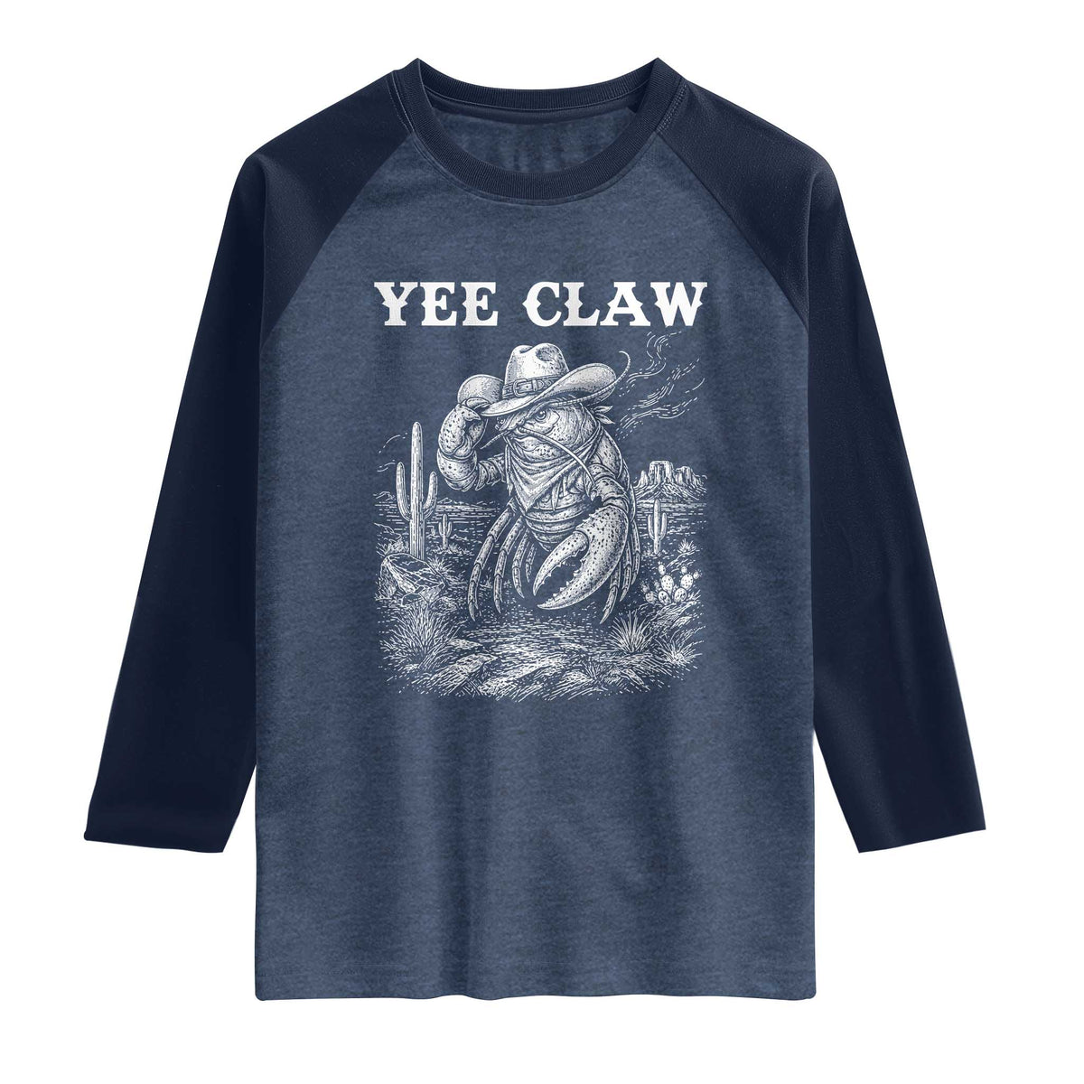 Yee Claw Lobster Raglan Shirt Funny Crawfish Western Meme