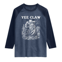 Yee Claw Lobster Raglan Shirt Funny Crawfish Western Meme