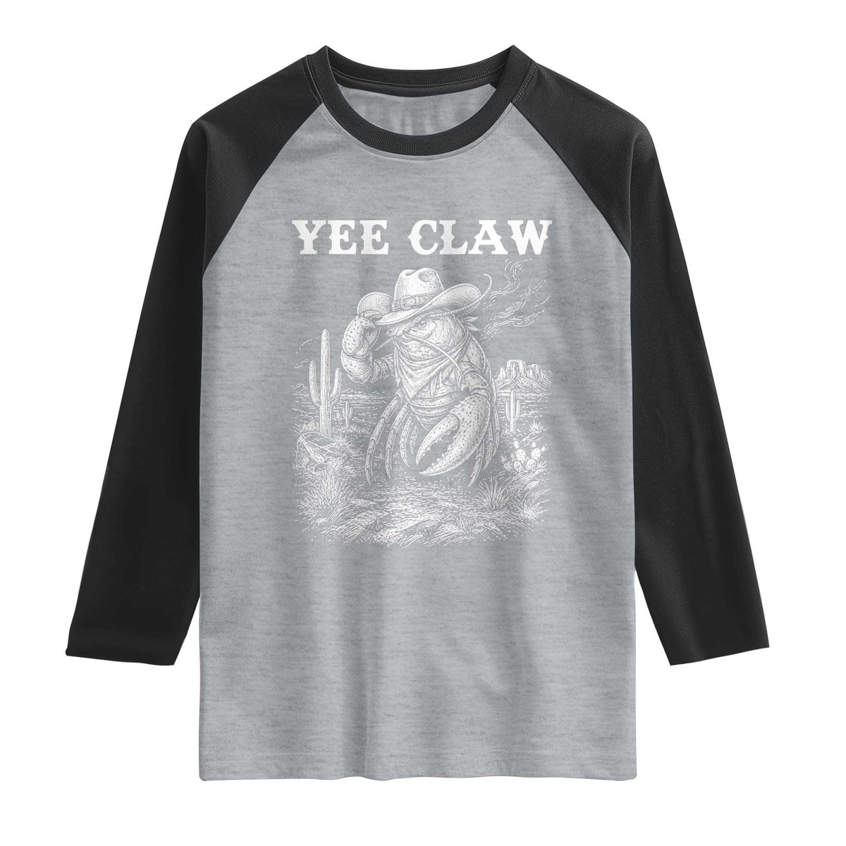 Yee Claw Lobster Raglan Shirt Funny Crawfish Western Meme