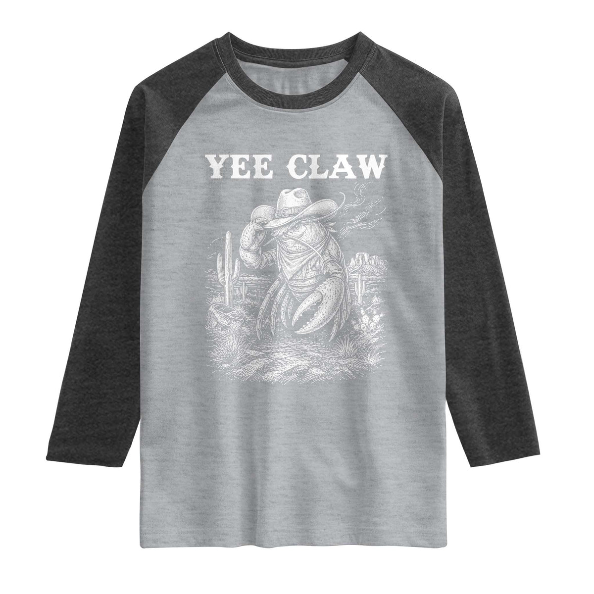 Yee Claw Lobster Raglan Shirt Funny Crawfish Western Meme