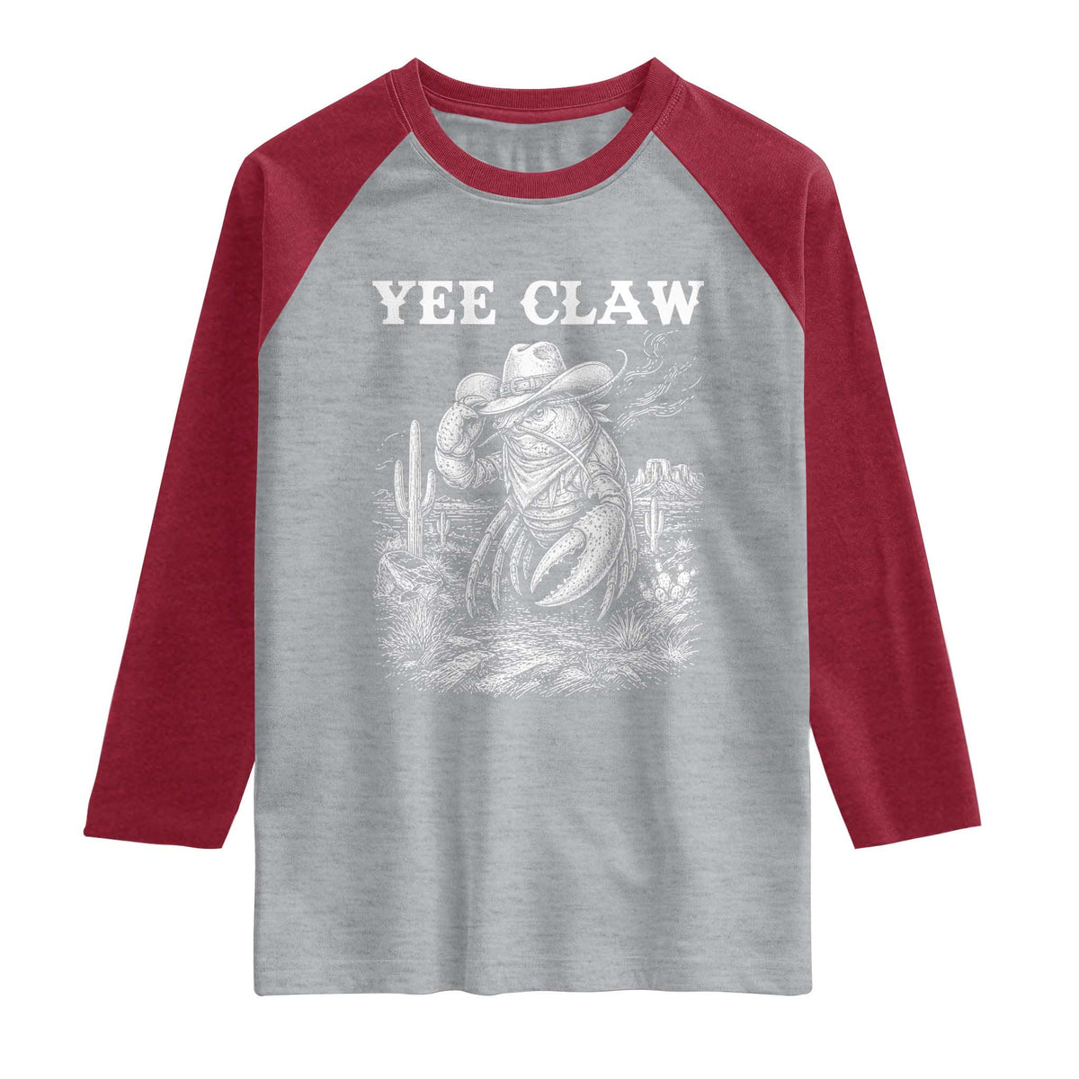 Yee Claw Lobster Raglan Shirt Funny Crawfish Western Meme
