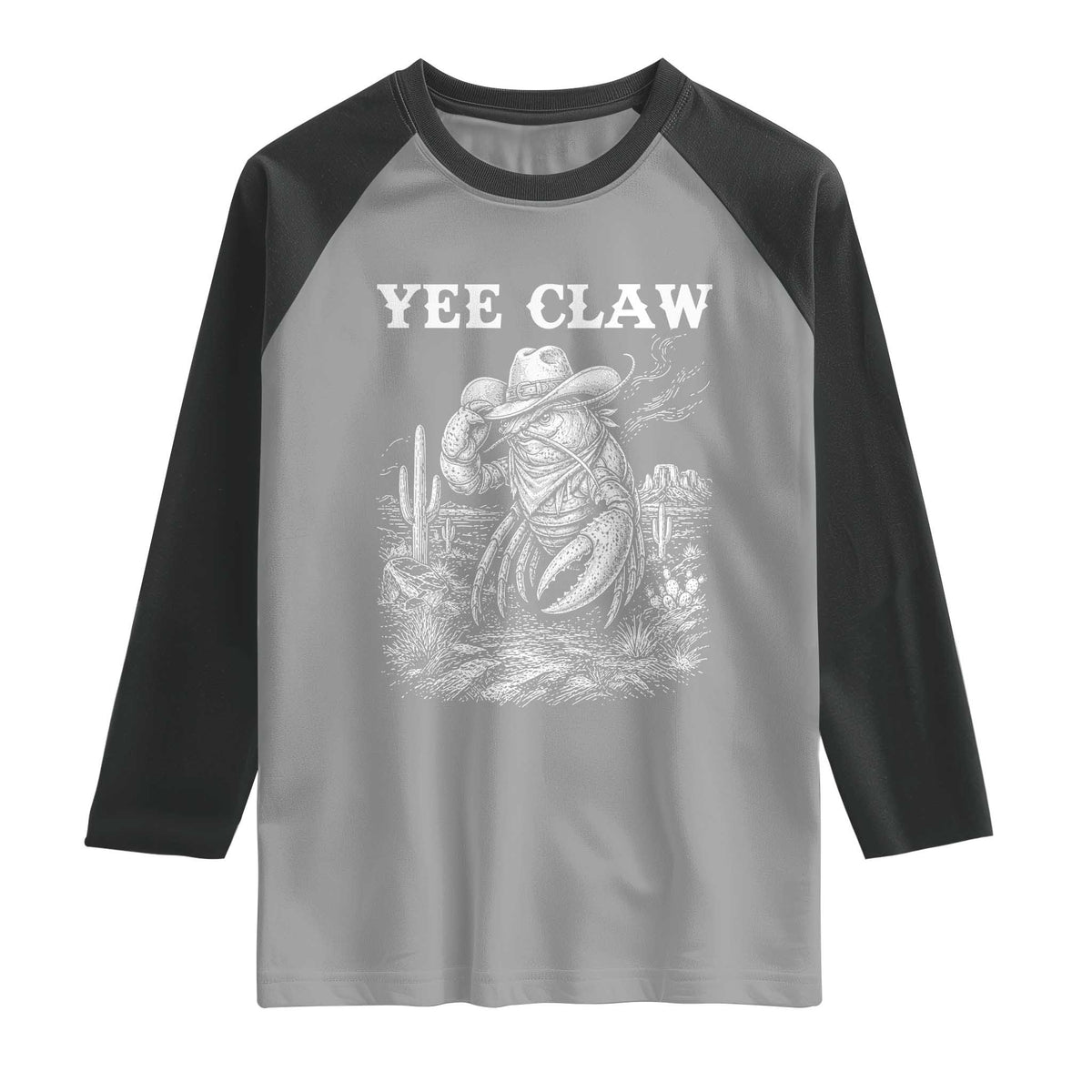 Yee Claw Lobster Raglan Shirt Funny Crawfish Western Meme