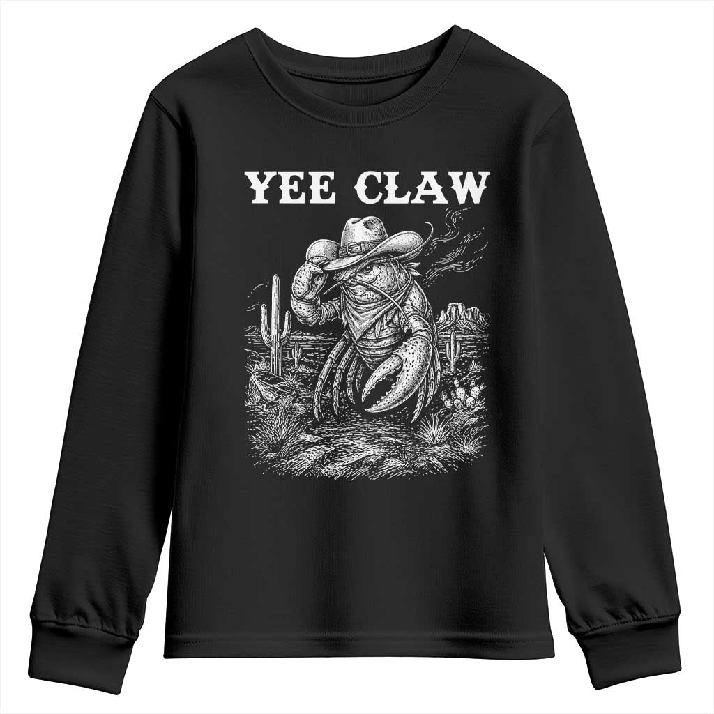 Yee Claw Lobster Youth Sweatshirt Funny Crawfish Western Meme