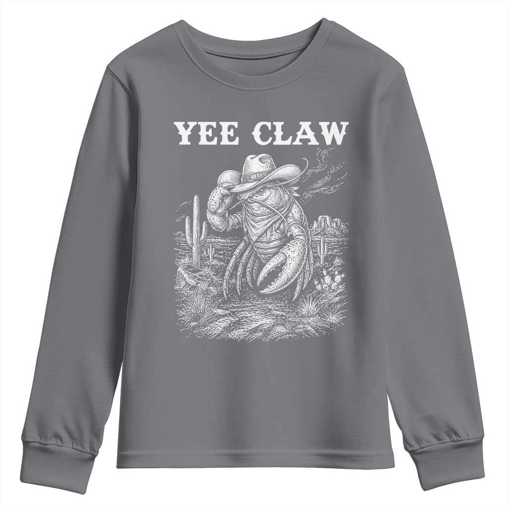 Yee Claw Lobster Youth Sweatshirt Funny Crawfish Western Meme