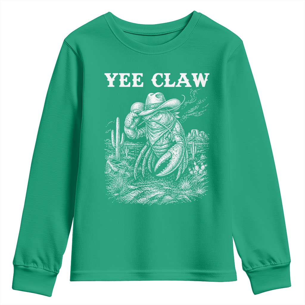 Yee Claw Lobster Youth Sweatshirt Funny Crawfish Western Meme