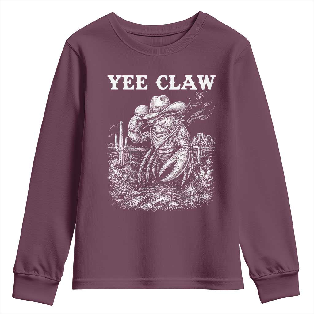 Yee Claw Lobster Youth Sweatshirt Funny Crawfish Western Meme