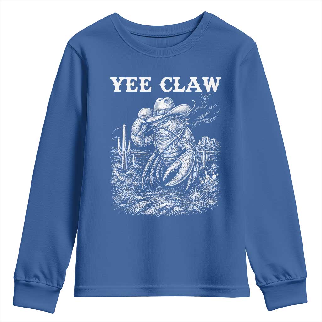 Yee Claw Lobster Youth Sweatshirt Funny Crawfish Western Meme