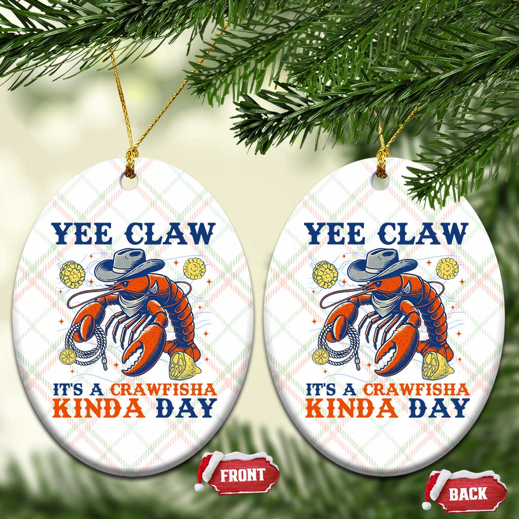 Yee Claw Lobster Ceramic Ornament It's a Crawfish Kinda Day Summer Beach Vaction Gift