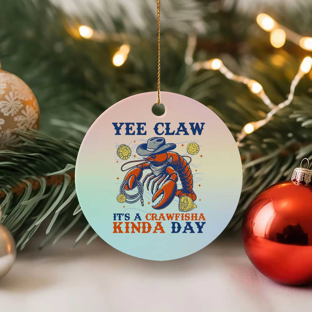 Yee Claw Lobster Ceramic Ornament It's a Crawfish Kinda Day Summer Beach Vaction Gift