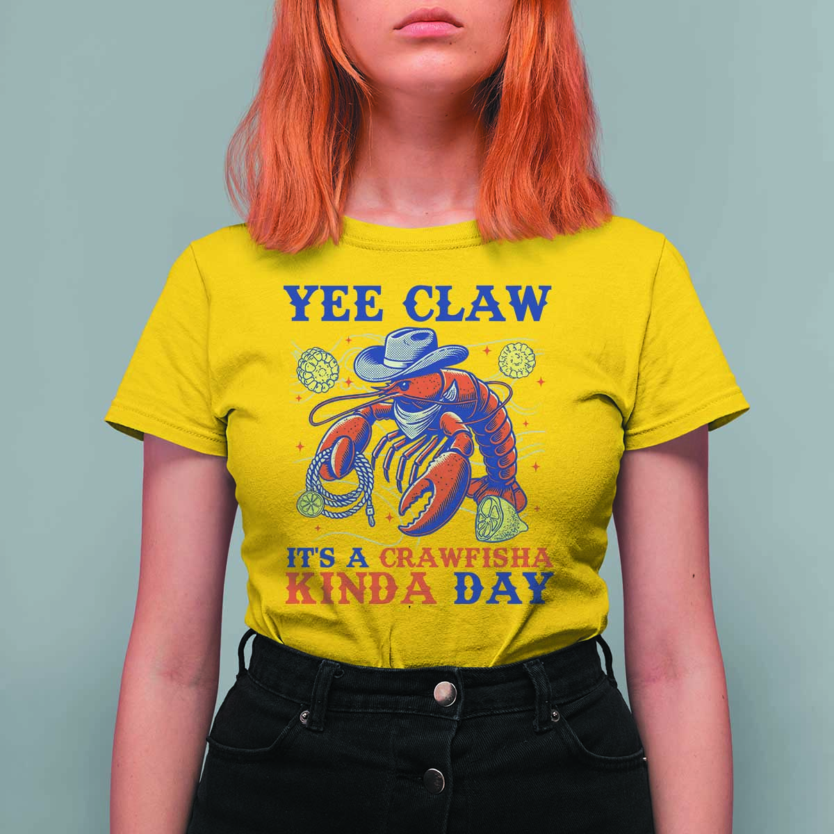 Yee Claw Lobster T Shirt For Women It's a Crawfish Kinda Day Summer Beach Vaction Gift