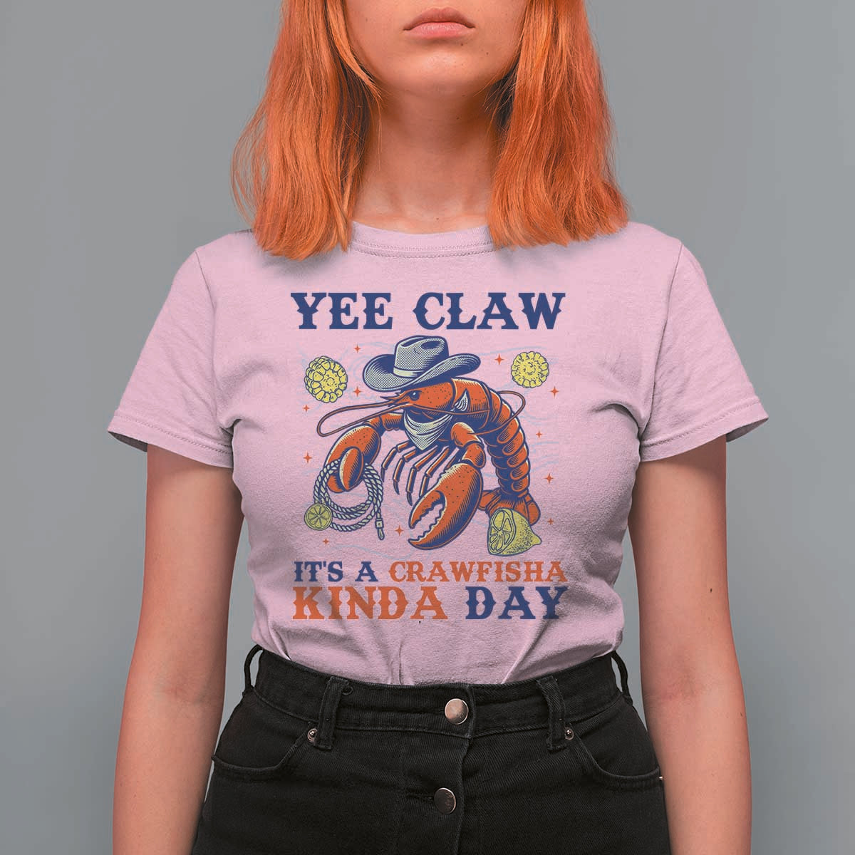Yee Claw Lobster T Shirt For Women It's a Crawfish Kinda Day Summer Beach Vaction Gift