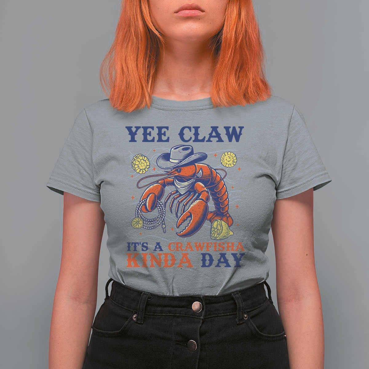 Yee Claw Lobster T Shirt For Women It's a Crawfish Kinda Day Summer Beach Vaction Gift