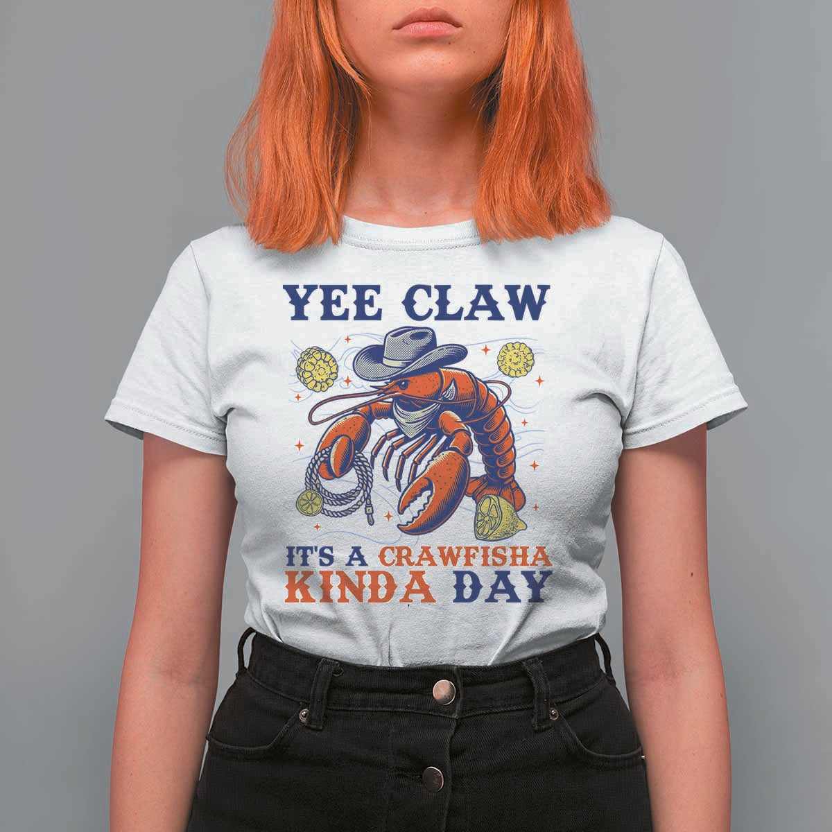 Yee Claw Lobster T Shirt For Women It's a Crawfish Kinda Day Summer Beach Vaction Gift