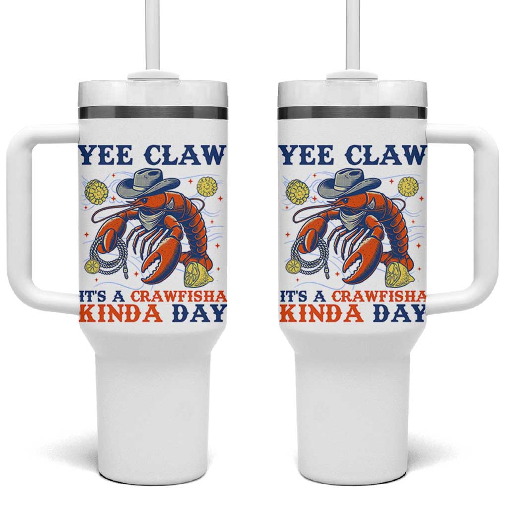 Yee Claw Lobster Tumbler With Handle It's a Crawfish Kinda Day Summer Beach Vaction Gift