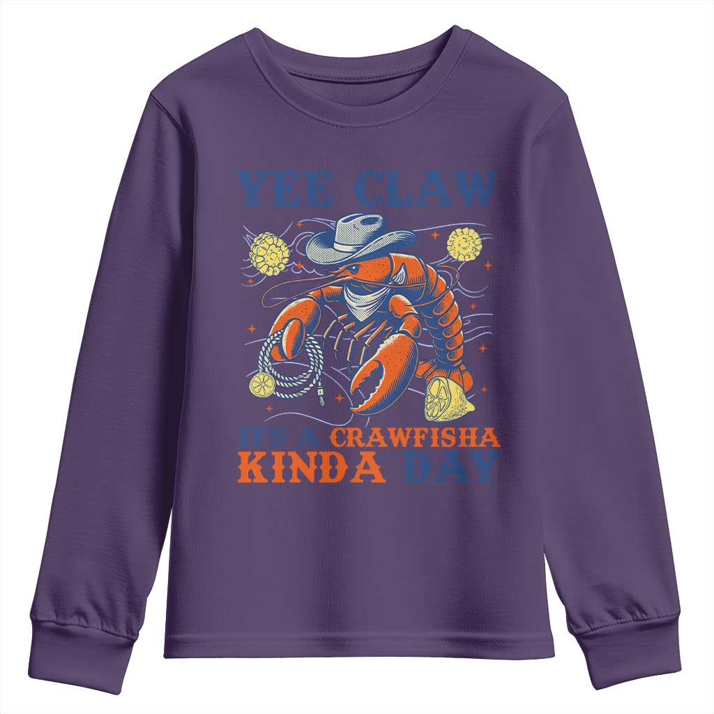 Yee Claw Lobster Youth Sweatshirt It's a Crawfish Kinda Day Summer Beach Vaction Gift