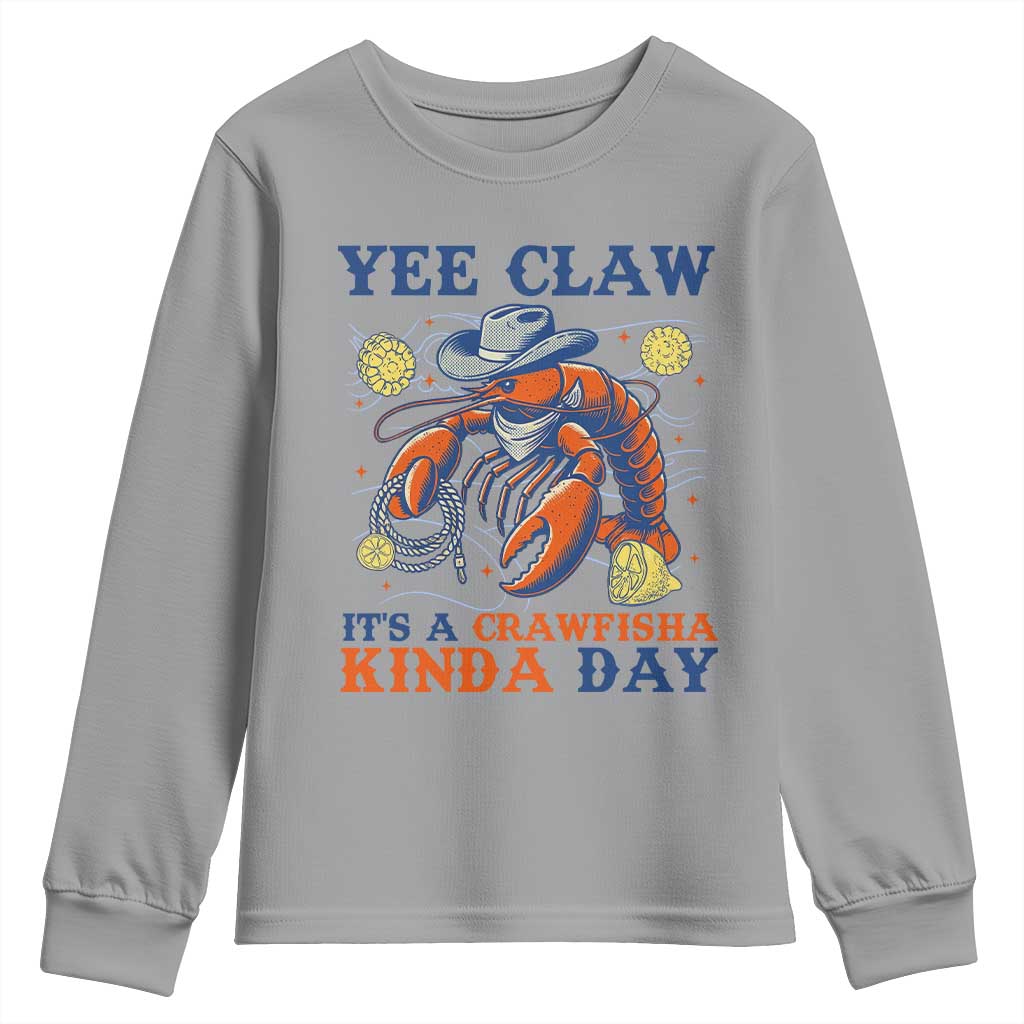 Yee Claw Lobster Youth Sweatshirt It's a Crawfish Kinda Day Summer Beach Vaction Gift