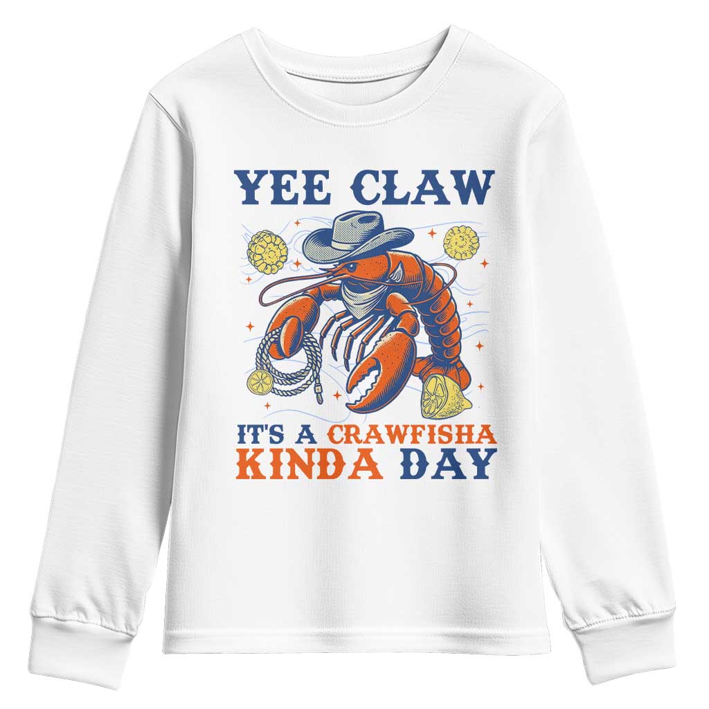 Yee Claw Lobster Youth Sweatshirt It's a Crawfish Kinda Day Summer Beach Vaction Gift