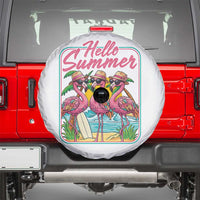 Summer Flamingo Pink Spare Tire Cover Tropical Palm Tree Beach Vacation