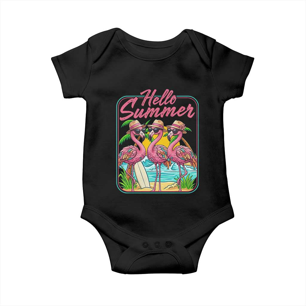 Summer Flamingo Pink Baby Onesie Tropical Palm Tree Beach Vacation