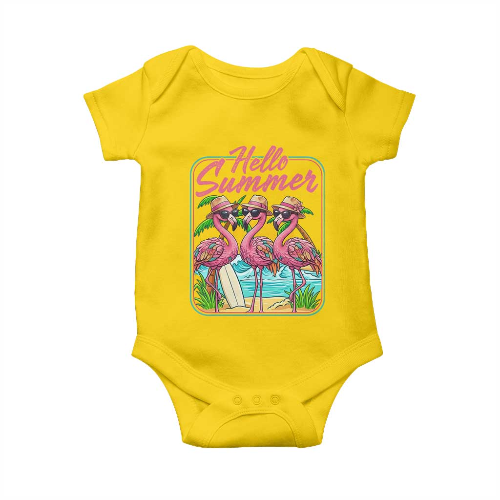 Summer Flamingo Pink Baby Onesie Tropical Palm Tree Beach Vacation