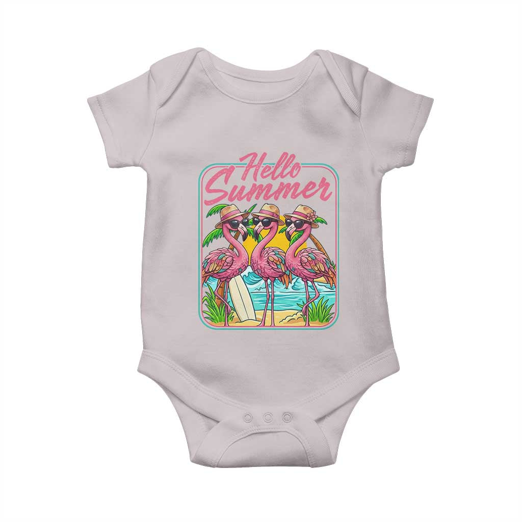Summer Flamingo Pink Baby Onesie Tropical Palm Tree Beach Vacation