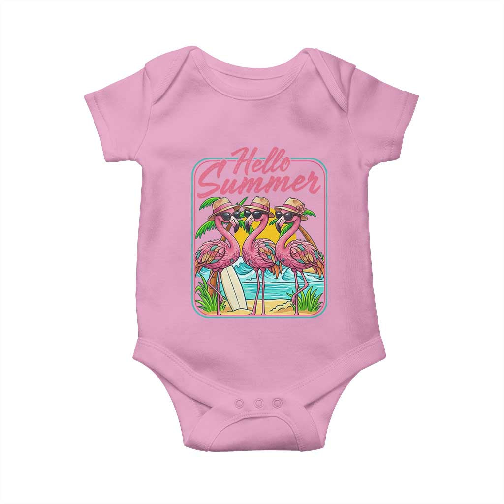 Summer Flamingo Pink Baby Onesie Tropical Palm Tree Beach Vacation
