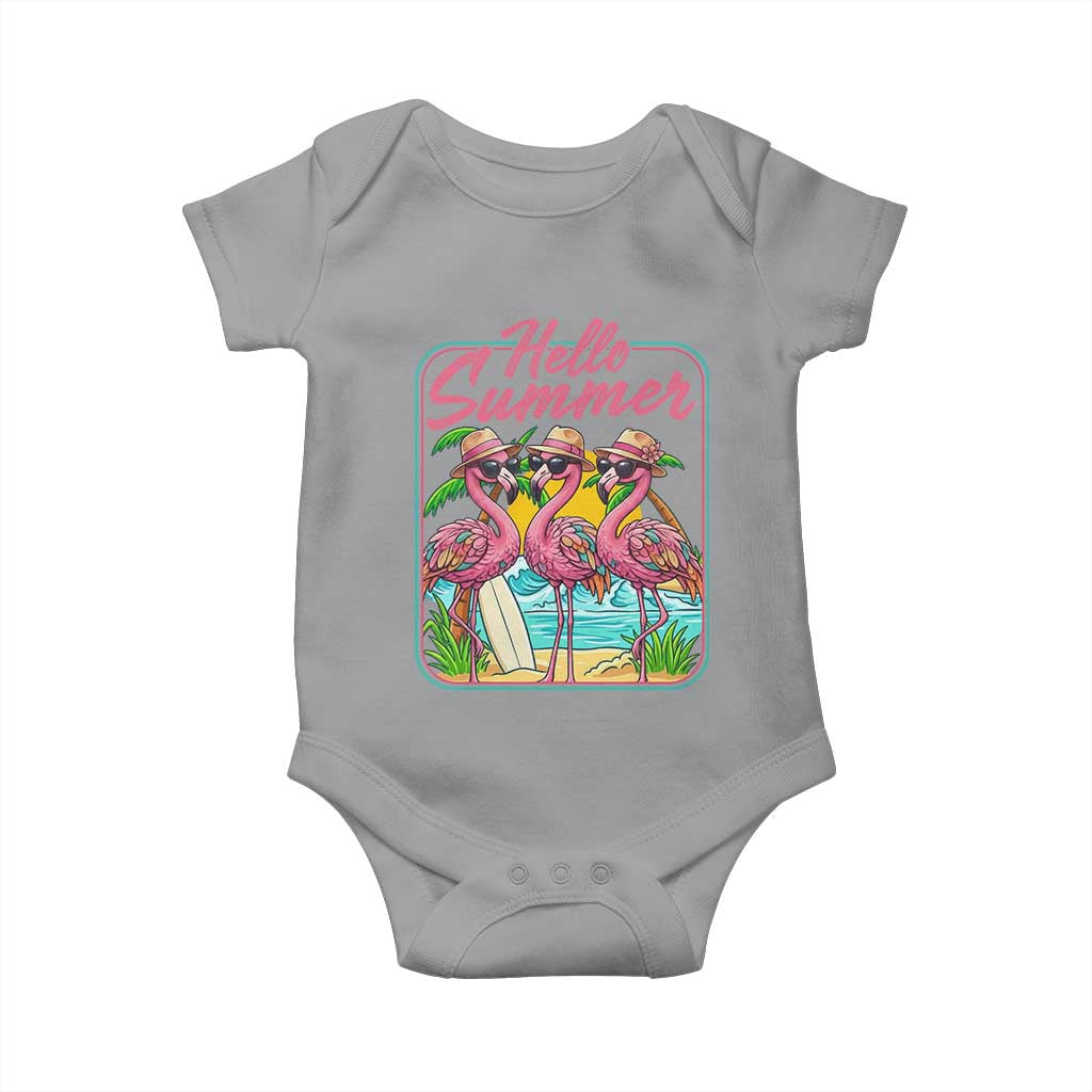 Summer Flamingo Pink Baby Onesie Tropical Palm Tree Beach Vacation