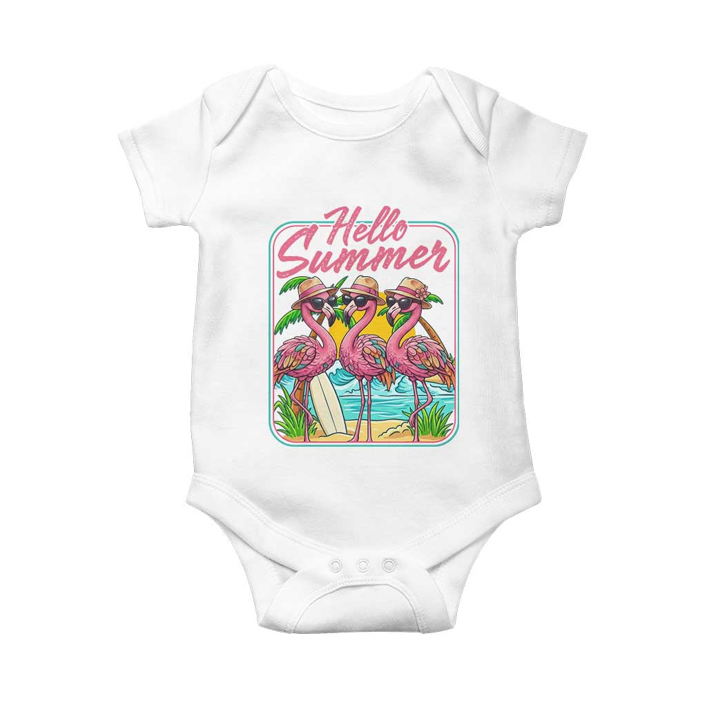 Summer Flamingo Pink Baby Onesie Tropical Palm Tree Beach Vacation