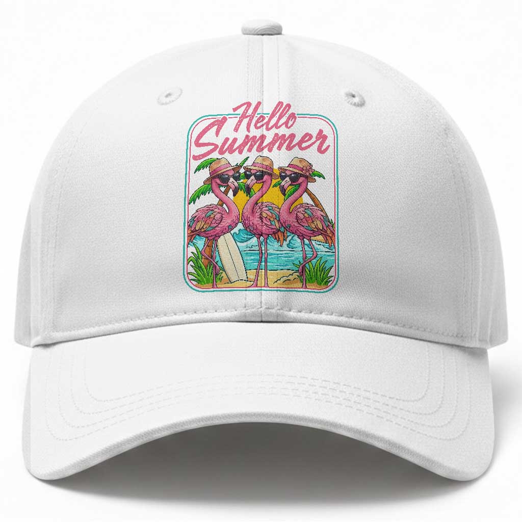Summer Flamingo Pink Baseball Cap Tropical Palm Tree Beach Vacation