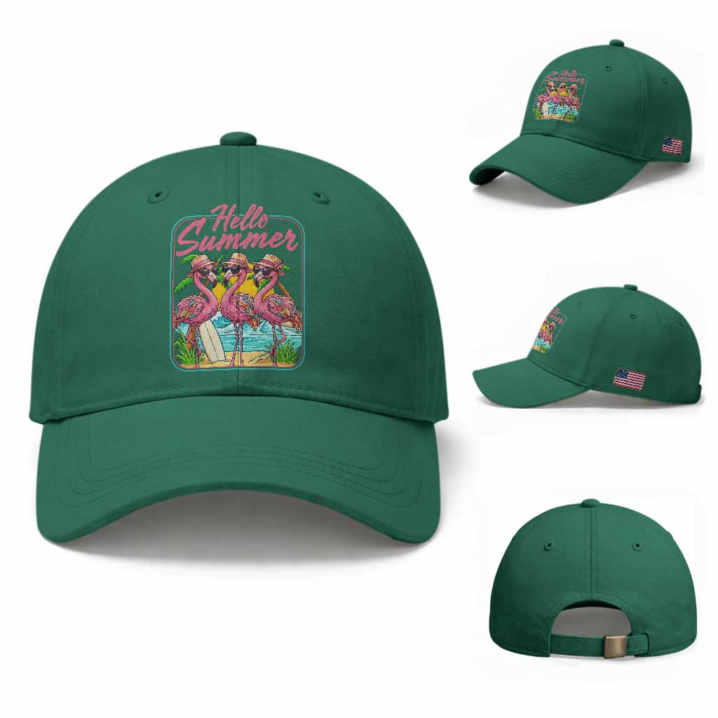 Summer Flamingo Pink Baseball Cap Tropical Palm Tree Beach Vacation