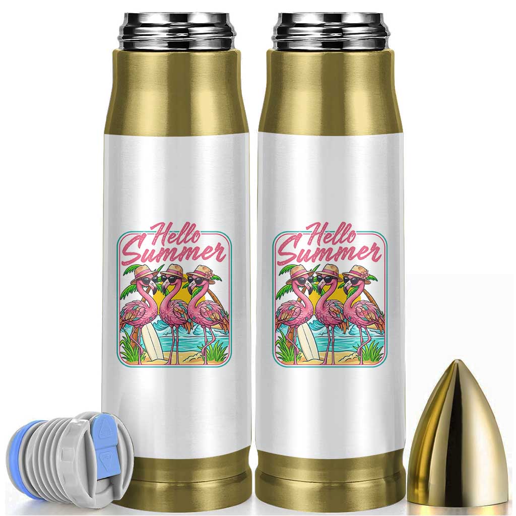 Summer Flamingo Pink Bullet Tumbler Tropical Palm Tree Beach Vacation