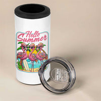 Summer Flamingo Pink 4 in 1 Can Cooler Tumbler Tropical Palm Tree Beach Vacation