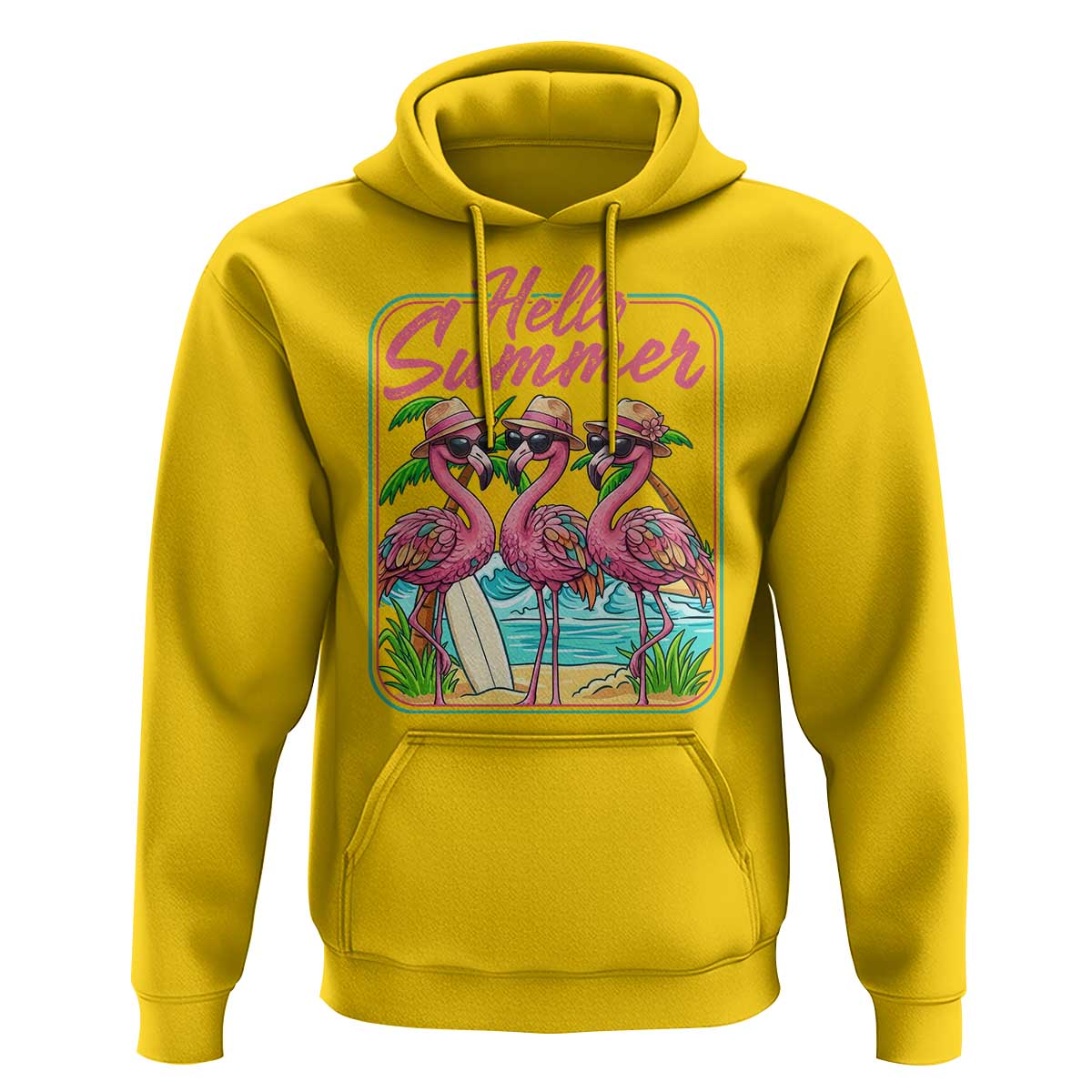 Summer Flamingo Pink Hoodie Tropical Palm Tree Beach Vacation