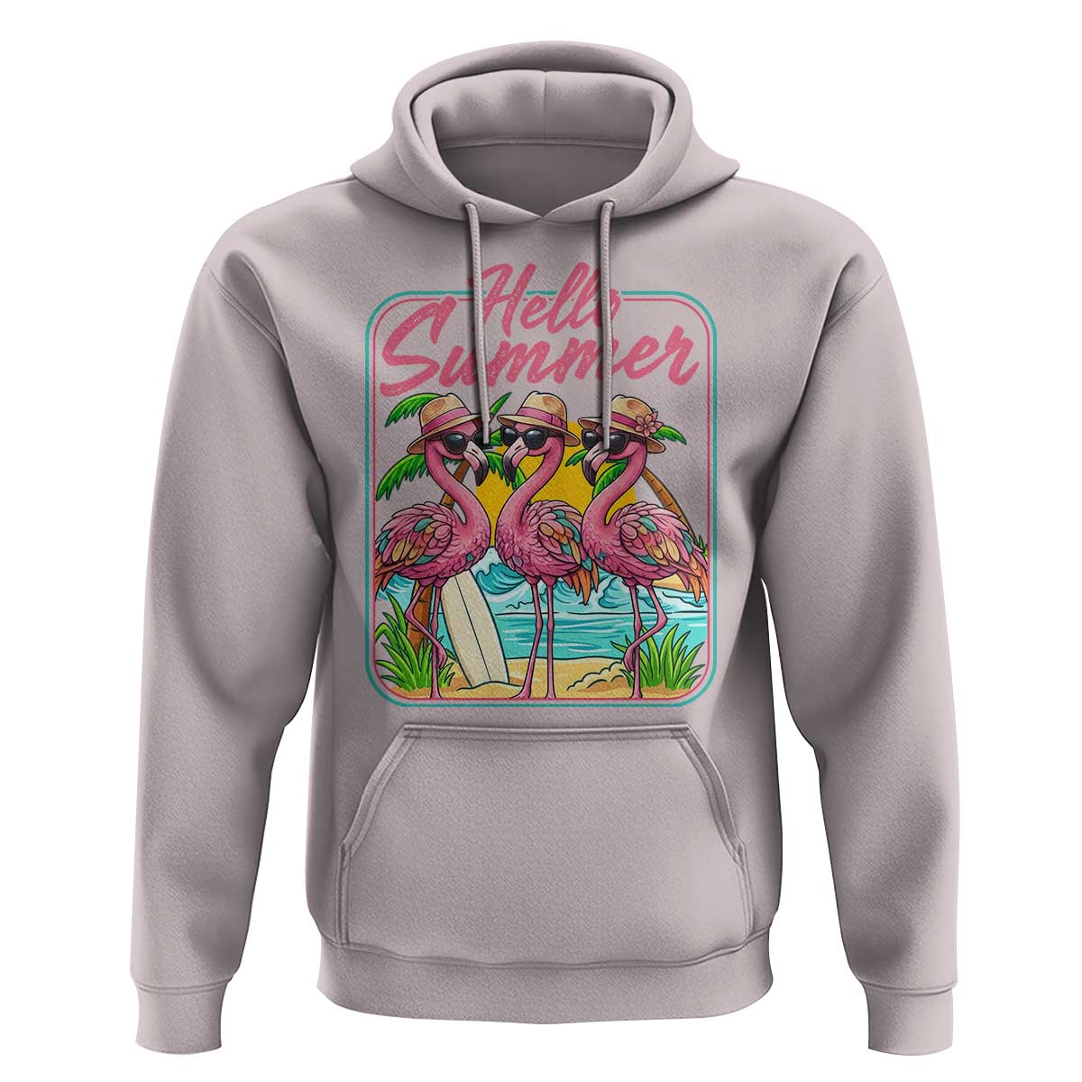 Summer Flamingo Pink Hoodie Tropical Palm Tree Beach Vacation