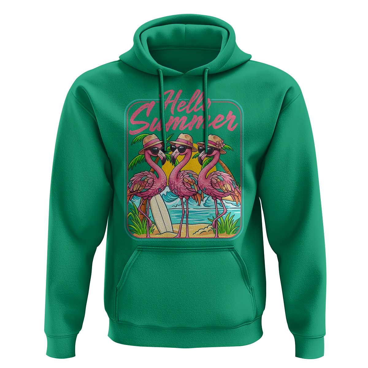 Summer Flamingo Pink Hoodie Tropical Palm Tree Beach Vacation