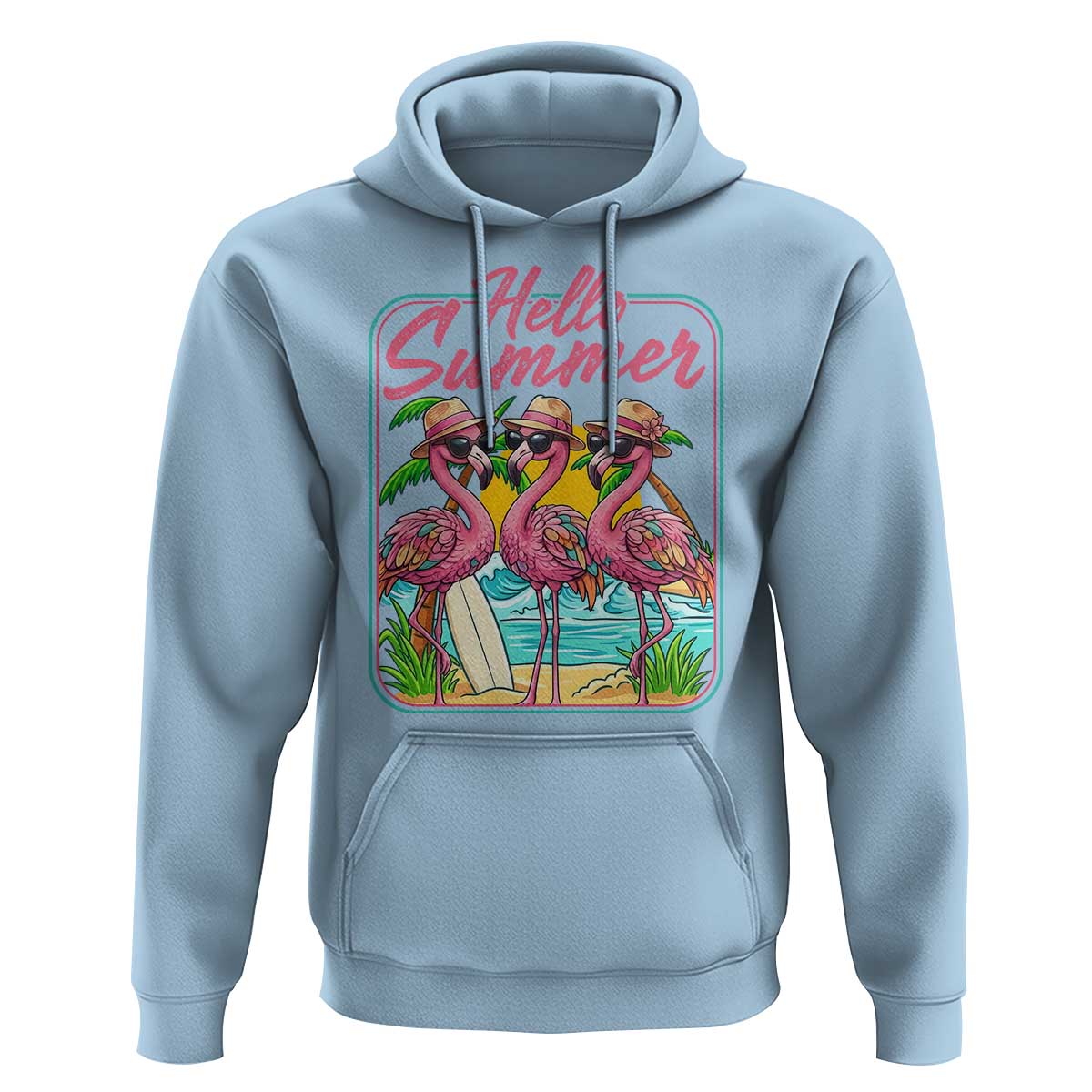 Summer Flamingo Pink Hoodie Tropical Palm Tree Beach Vacation