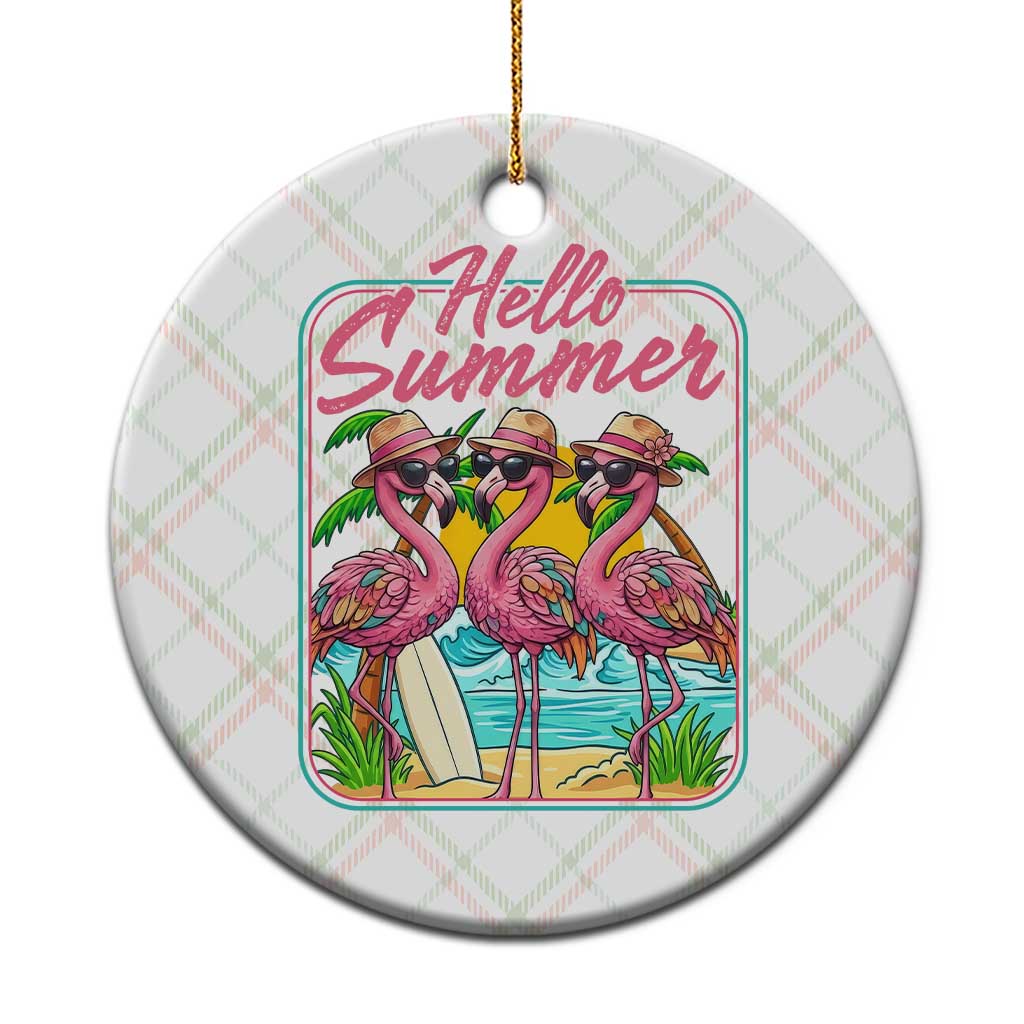 Summer Flamingo Pink Ceramic Ornament Tropical Palm Tree Beach Vacation