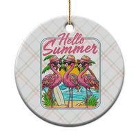 Summer Flamingo Pink Ceramic Ornament Tropical Palm Tree Beach Vacation