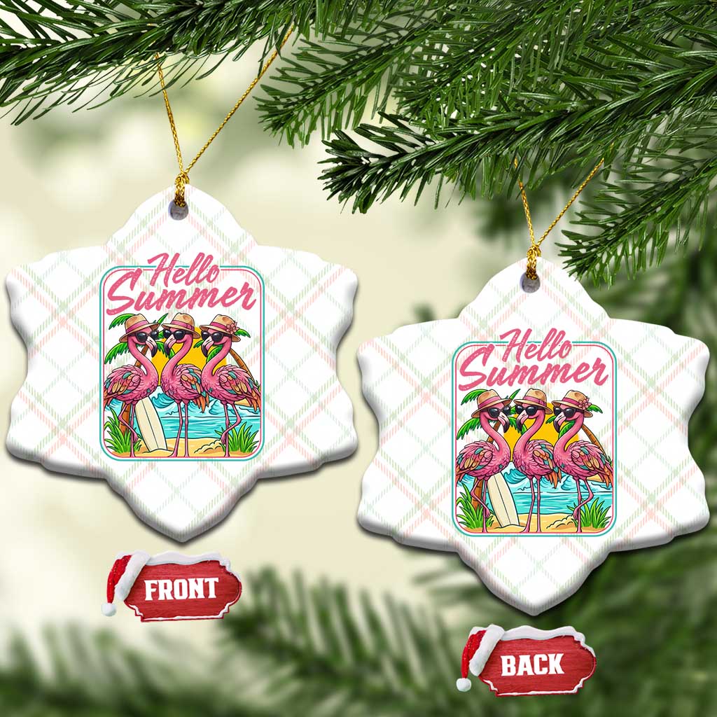 Summer Flamingo Pink Ceramic Ornament Tropical Palm Tree Beach Vacation